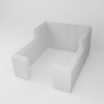 lead bricks placed in a lead brick cave setup for a shielded workspace