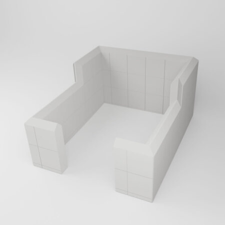 lead bricks placed in a lead brick cave setup for a shielded workspace