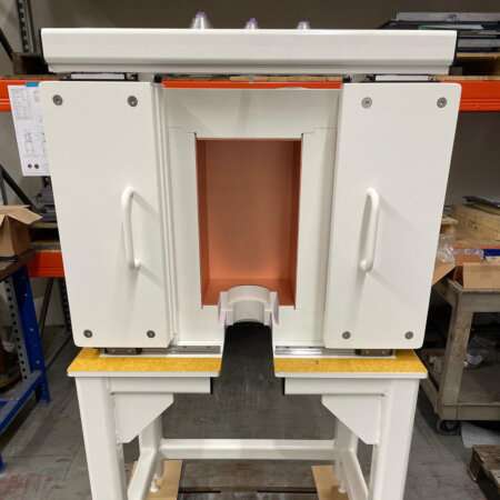 lead castle with sliding shielded doors on the front for easy access