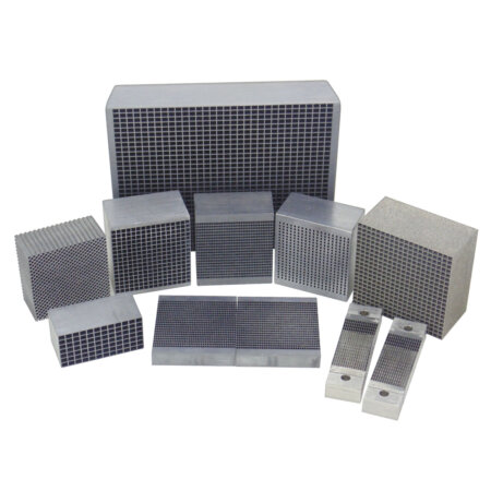 various square lead collimators with parallel holes