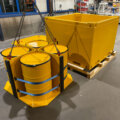 lead shielded nuclear waste container with radioactive waste drum handling system